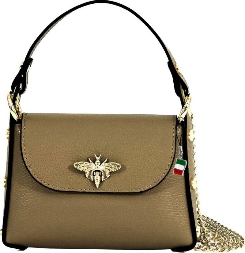 FLORENCE Umhängetasche Florence Tasche graugrün dunkeltaupe (Umhängetasche), Damen Umhängetasche Echtes Leder, graugrün, dunkeltaupe ca. 14cm hoch von FLORENCE