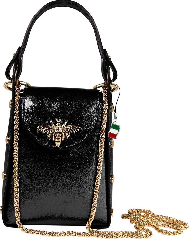 FLORENCE Umhängetasche Florence Tasche schwarz Leder (Umhängetasche), Damen Leder Umhängetasche, schwarz ca. 13cm von FLORENCE