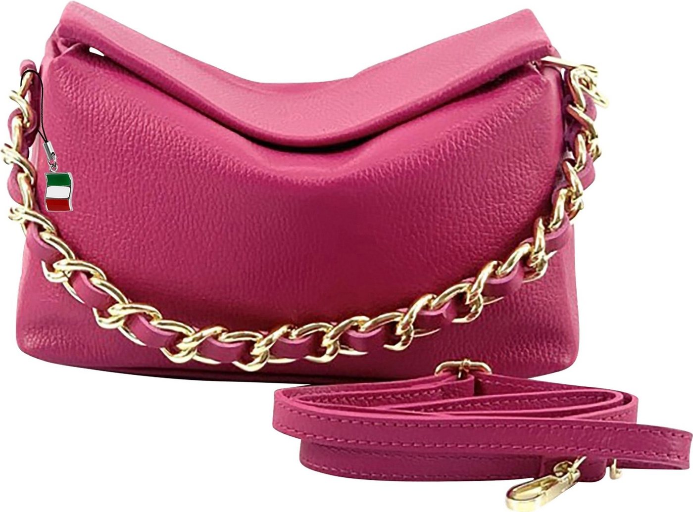 FLORENCE Umhängetasche Florence Umhänge- Citytasche Echtleder (Umhängetasche), Damen, Jugend Leder Umhängetasche, Citytasche, pink, fuchsia ca. 25cm von FLORENCE