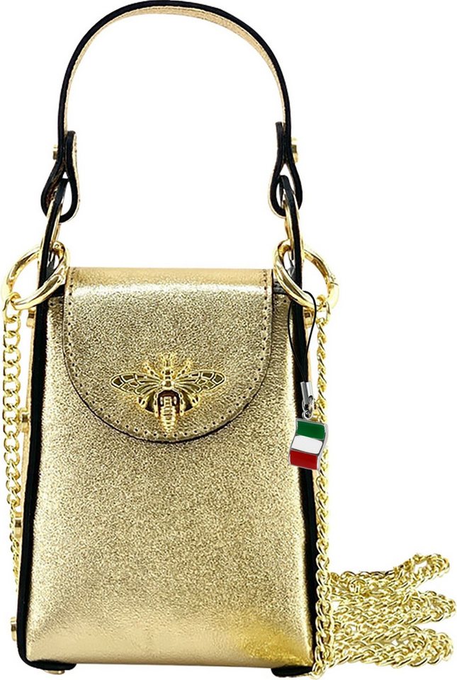 FLORENCE Umhängetasche Florence Umhängetasche Biene Damen (Umhängetasche), Damen Umhängetasche Leder, gold ca. 13cm x ca. 18cm von FLORENCE