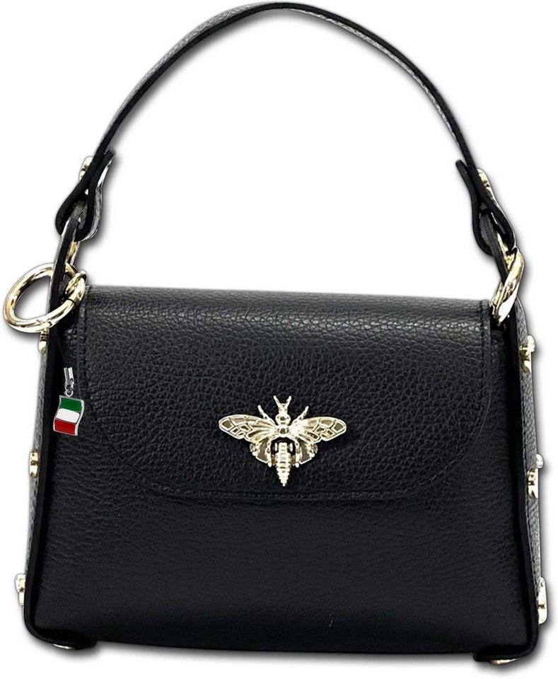 FLORENCE Umhängetasche Florence Umhängetasche Biene Damen (Umhängetasche, Umhängetasche), Damen Tasche Echtleder schwarz, Made-In Italy von FLORENCE