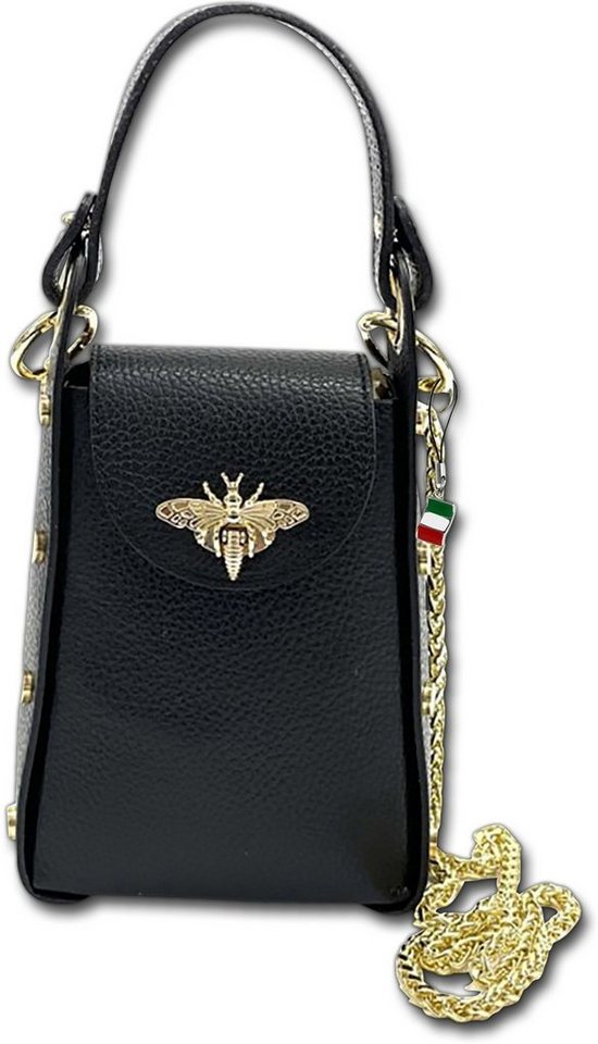 FLORENCE Umhängetasche Florence Umhängetasche Biene Damen (Umhängetasche, Umhängetasche), Damen Tasche Echtleder schwarz, Made-In Italy von FLORENCE