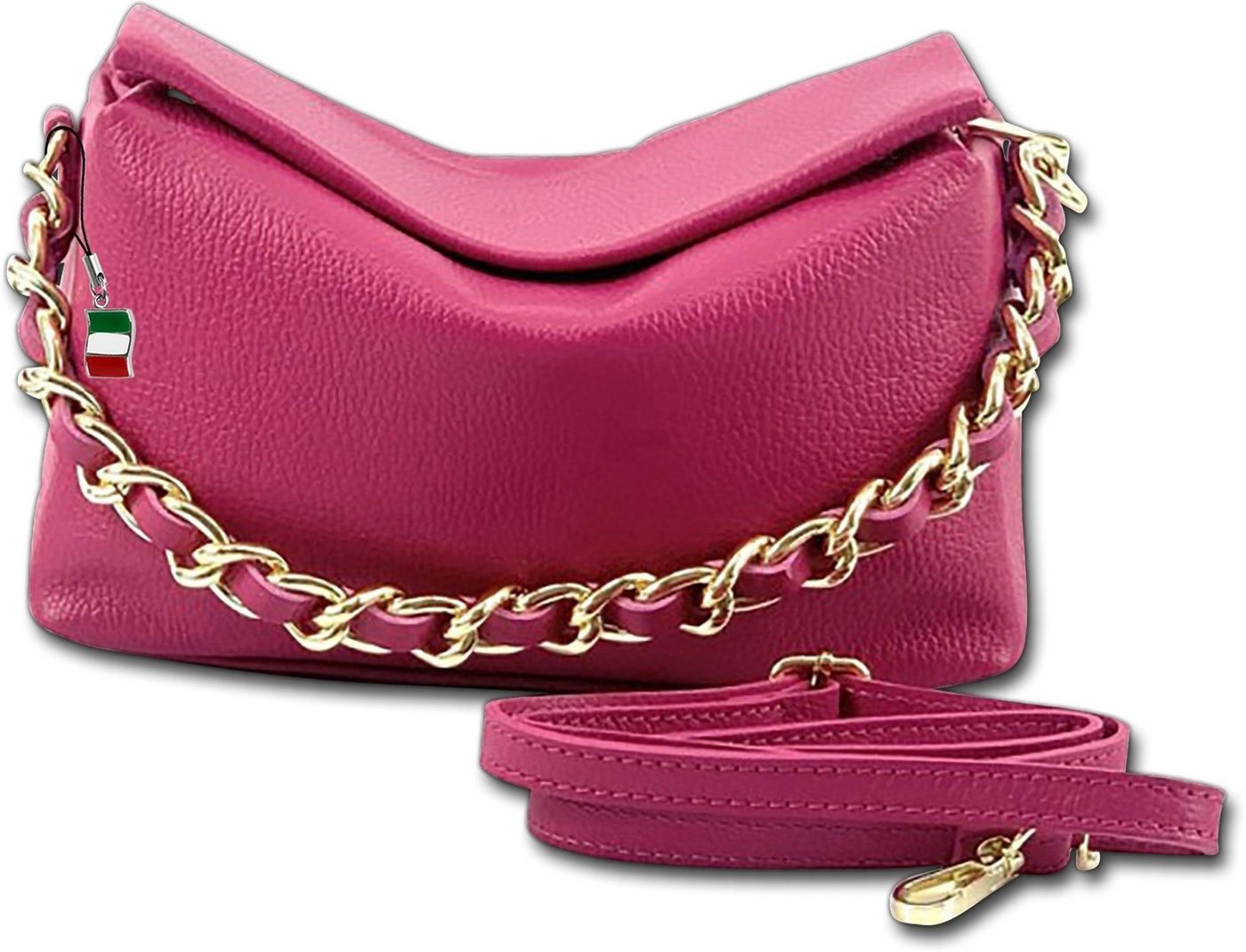 FLORENCE Umhängetasche Florence Umhängetasche Citytasche (Umhängetasche, Umhängetasche), Damen, Jugend Tasche Echtleder pink, fuchsia, Made-In Italy von FLORENCE