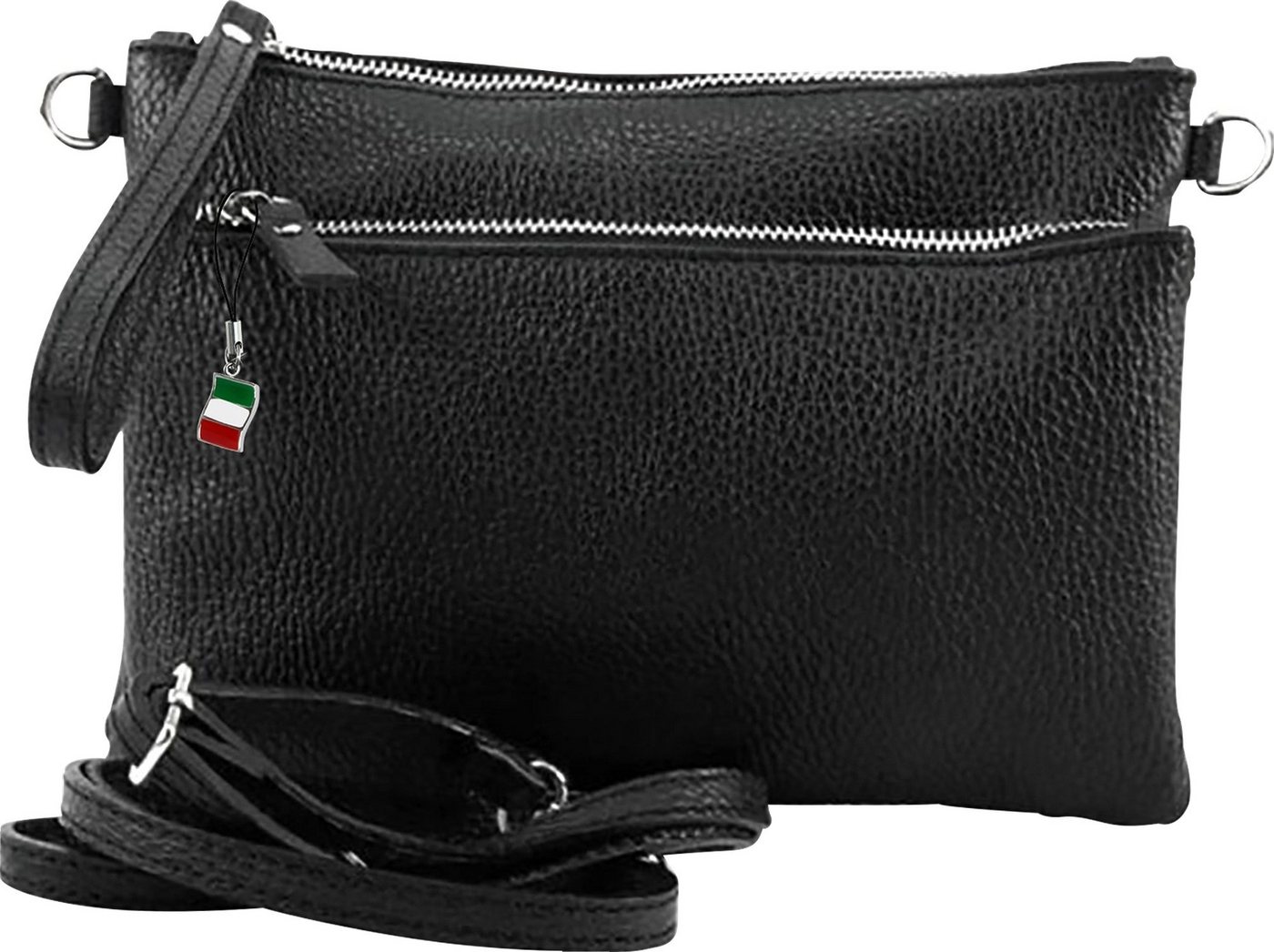 FLORENCE Umhängetasche Florence Umhängetasche Damen Echtleder (Umhängetasche), Damen, Jugend Leder Umhängetasche, Handgelenktasche, schwarz ca. 23cm von FLORENCE