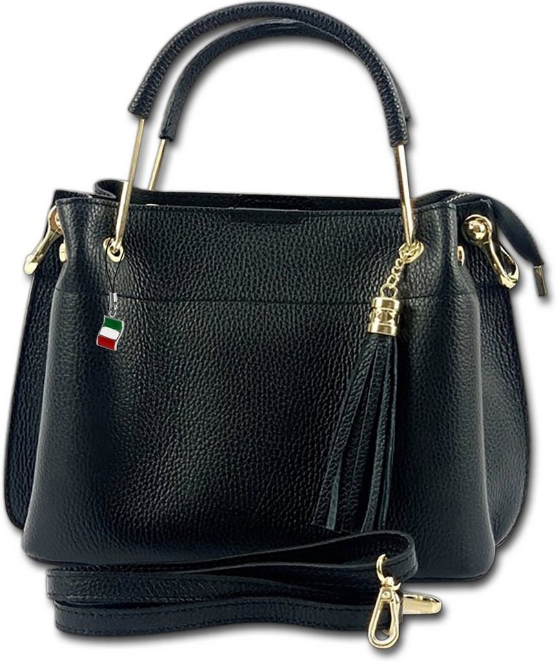 FLORENCE Umhängetasche Florence Umhängetasche Damen Handtasche (Handtasche, Handtasche), Damen Tasche Echtleder schwarz, Made-In Italy von FLORENCE