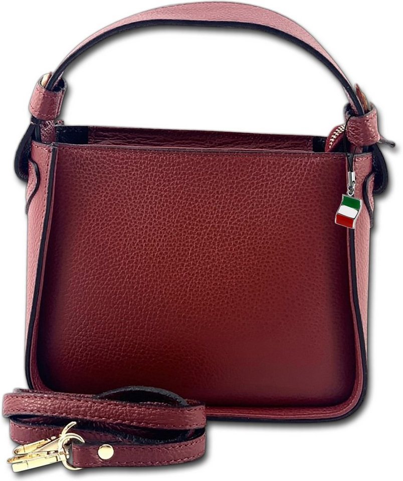 FLORENCE Umhängetasche Florence Umhängetasche Damen Handtasche (Umhängetasche, Umhängetasche), Damen Tasche Echtleder dunkelrot, Made-In Italy von FLORENCE