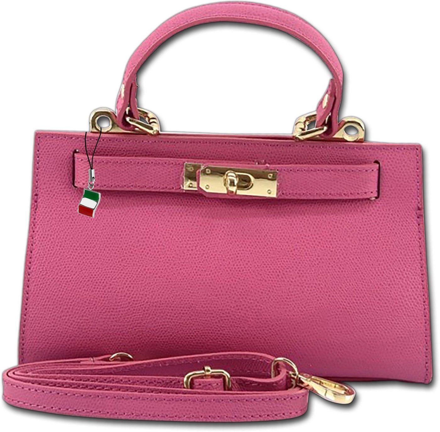 FLORENCE Umhängetasche Florence Umhängetasche Damen Handtasche (Umhängetasche, Umhängetasche), Damen Tasche Echtleder pink, fuchsia, Made-In Italy von FLORENCE