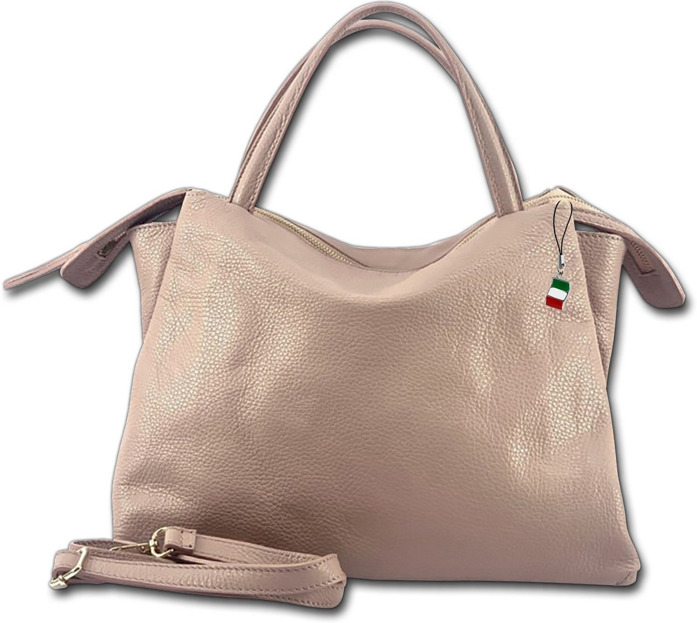 FLORENCE Umhängetasche Florence Umhängetasche Damen Handtasche (Umhängetasche, Umhängetasche), Damen Tasche Echtleder rosa, Made-In Italy von FLORENCE