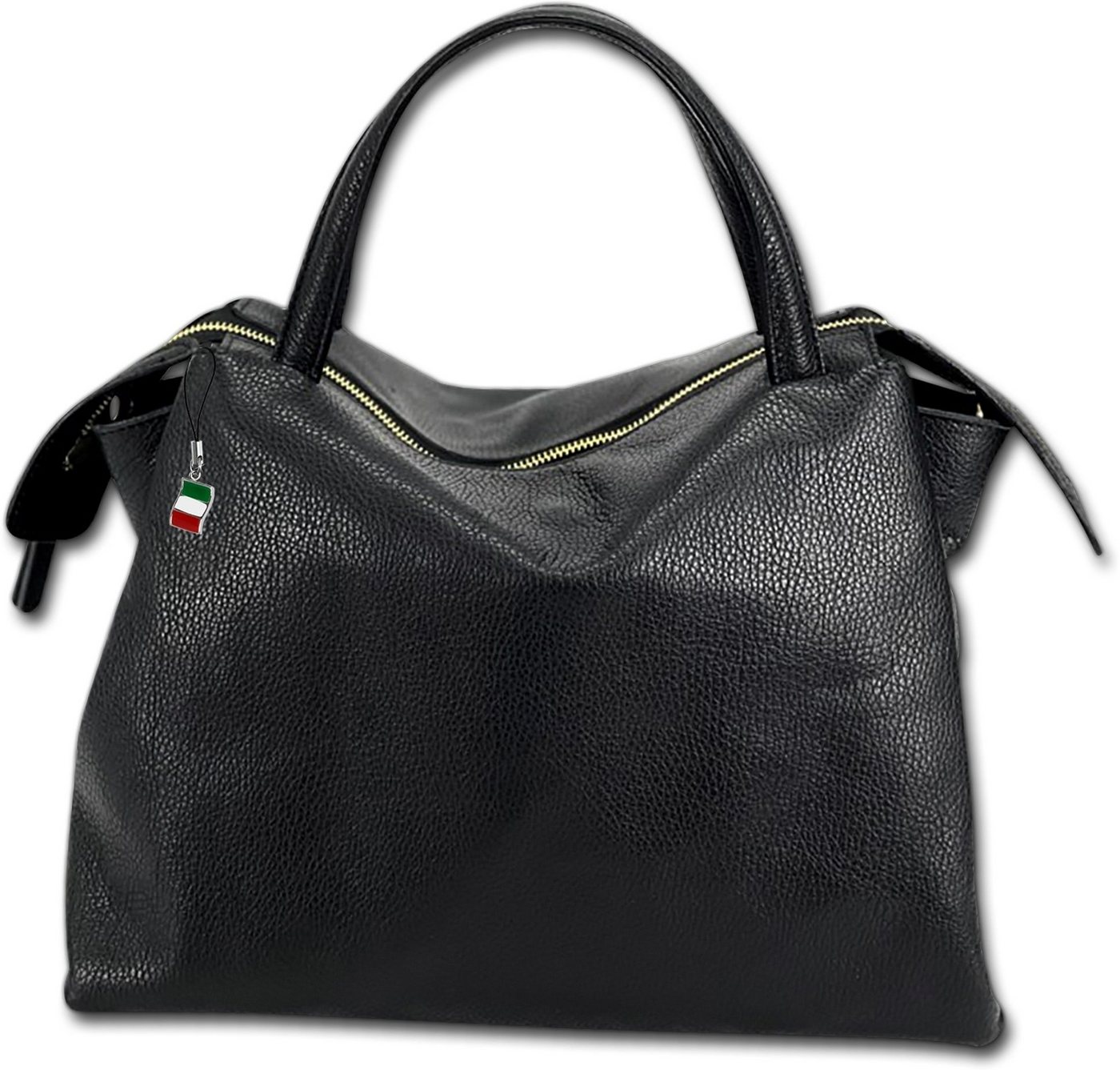 FLORENCE Umhängetasche Florence Umhängetasche Damen Handtasche (Umhängetasche, Umhängetasche), Damen Tasche Echtleder schwarz, Made-In Italy von FLORENCE