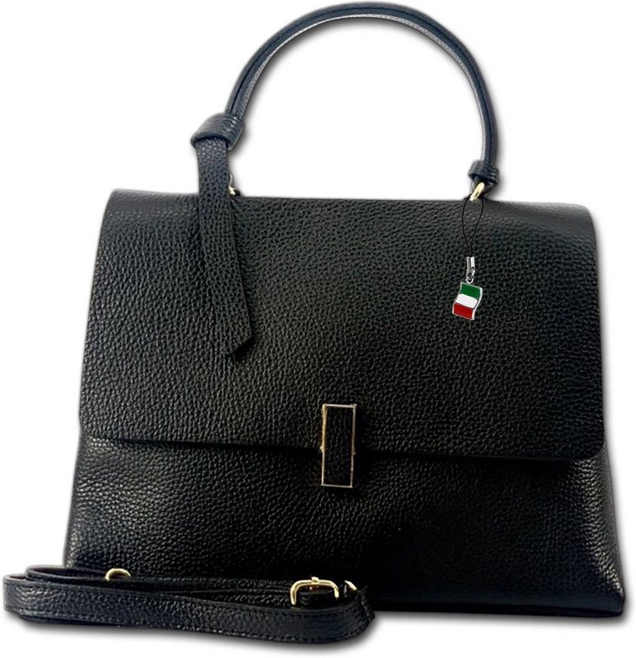 FLORENCE Umhängetasche Florence Umhängetasche Damen Handtasche (Umhängetasche, Umhängetasche), Damen Tasche Echtleder schwarz, Made-In Italy von FLORENCE