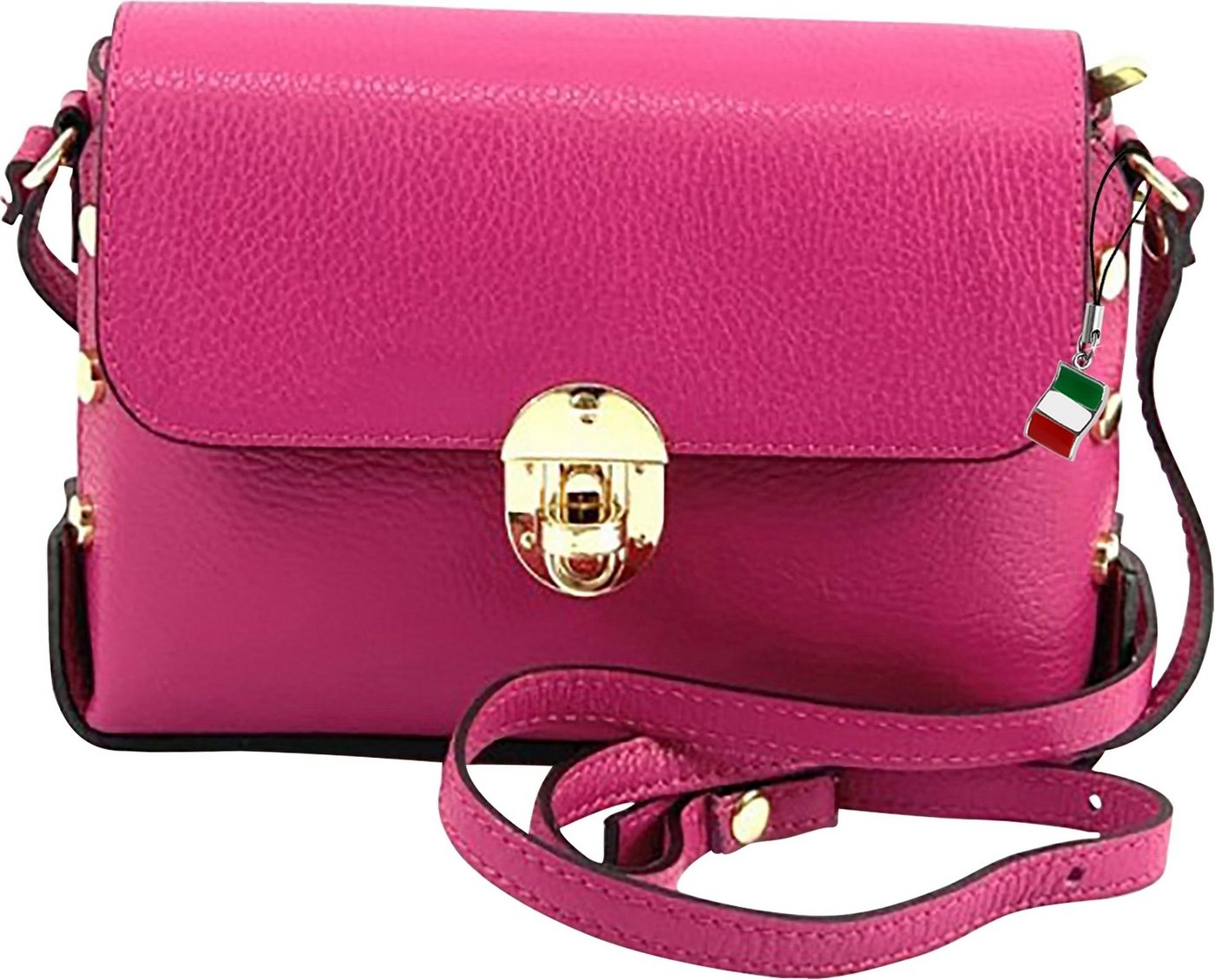 FLORENCE Umhängetasche Florence Umhängetasche Damen Tasche (Umhängetasche), Damen Leder Umhängetasche, fuchsia, pink ca. 22cm von FLORENCE