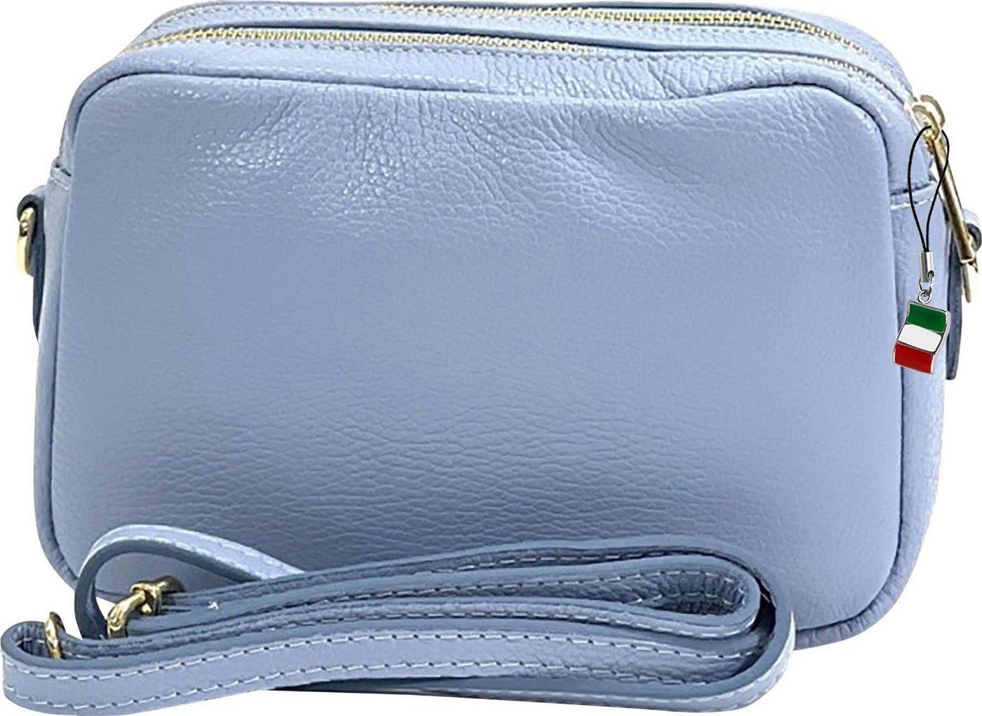 FLORENCE Umhängetasche Florence Umhängetasche Damen Tasche (Umhängetasche), Damen Leder Umhängetasche, hellblau ca. 22cm von FLORENCE