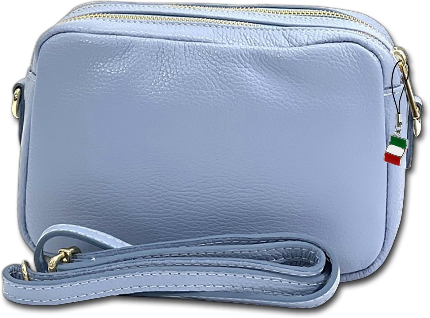 FLORENCE Umhängetasche Florence Umhängetasche Damen Tasche (Umhängetasche, Umhängetasche), Damen Umhängetasche Leder, hellblau, Größe ca. 22cm von FLORENCE