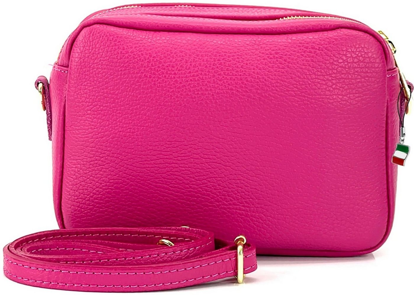 FLORENCE Umhängetasche Florence Umhängetasche Damen Tasche (Umhängetasche, Umhängetasche), Damen Umhängetasche Leder, pink, Größe ca. 22cm von FLORENCE