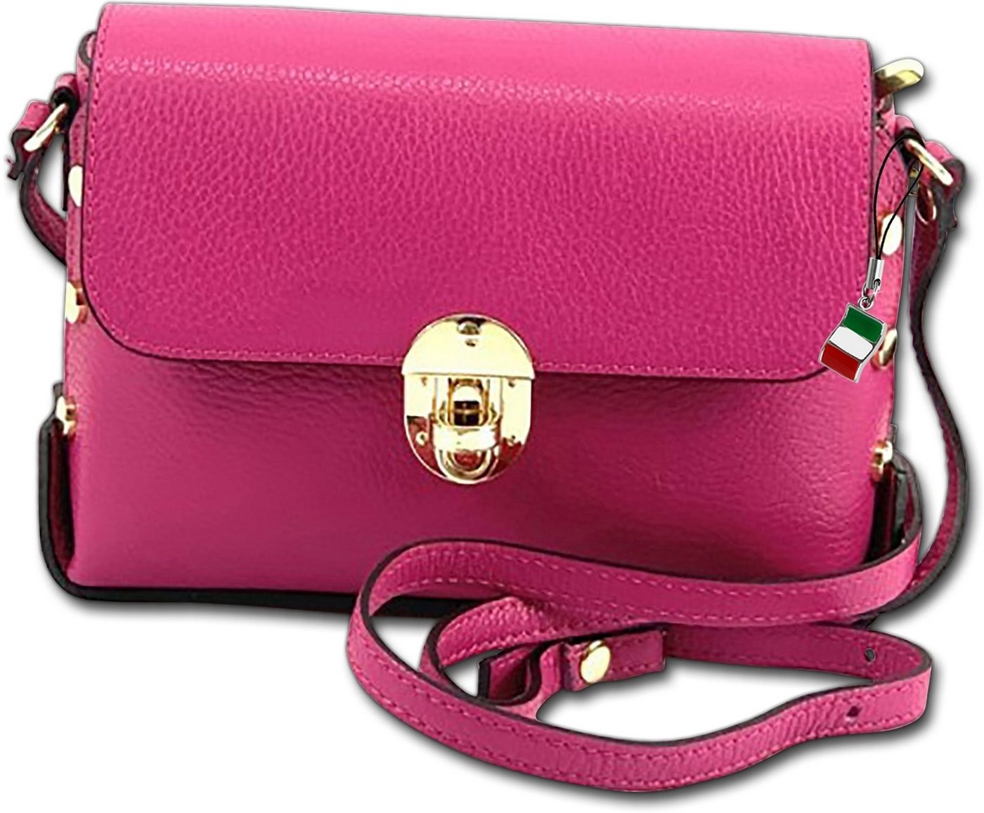 FLORENCE Umhängetasche Florence Umhängetasche Damen Tasche (Umhängetasche, Umhängetasche), Damen Tasche Echtleder fuchsia, pink, Made-In Italy von FLORENCE