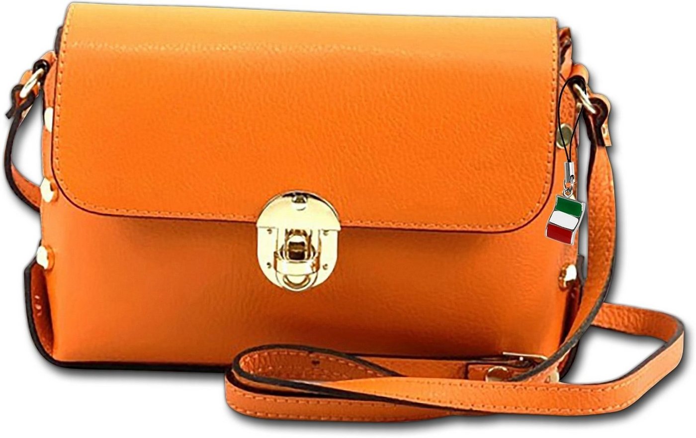 FLORENCE Umhängetasche Florence Umhängetasche Damen Tasche (Umhängetasche, Umhängetasche), Damen Tasche Echtleder orange, Made-In Italy von FLORENCE