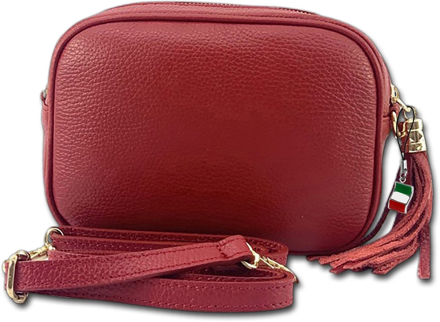 FLORENCE Umhängetasche Florence Umhängetasche Damen Tasche (Umhängetasche, Umhängetasche), Damen Tasche Echtleder rot, Made-In Italy von FLORENCE