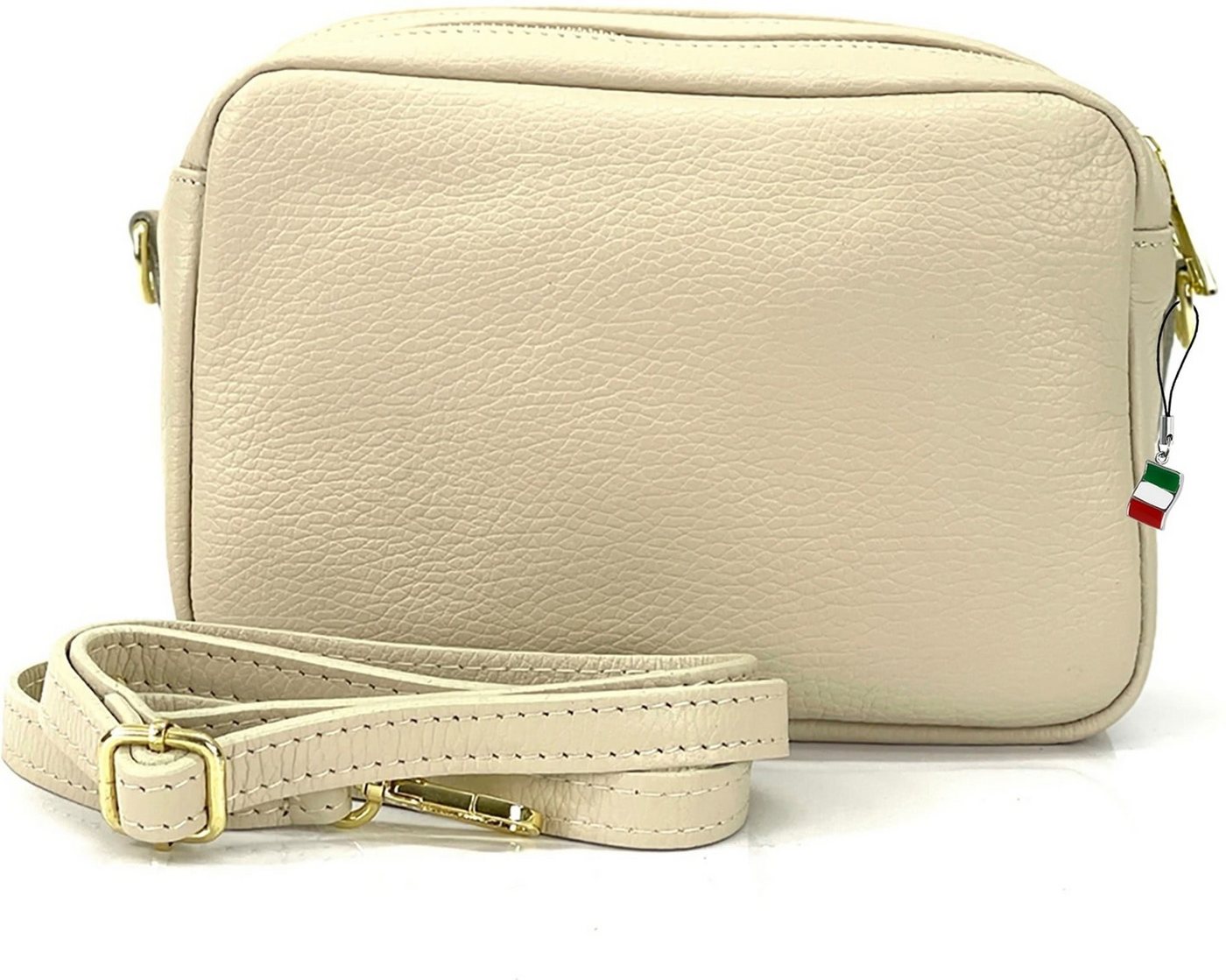 FLORENCE Umhängetasche Florence Umhängetasche Damen Tasche (Umhängetasche, Umhängetasche), Damen Umhängetasche Leder, beige, Größe ca. 22cm von FLORENCE