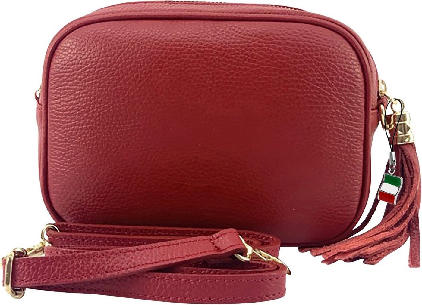 FLORENCE Umhängetasche Florence Umhängetasche Echtleder Tasche (Umhängetasche), Damen Leder Umhängetasche, rot ca. 21cm von FLORENCE