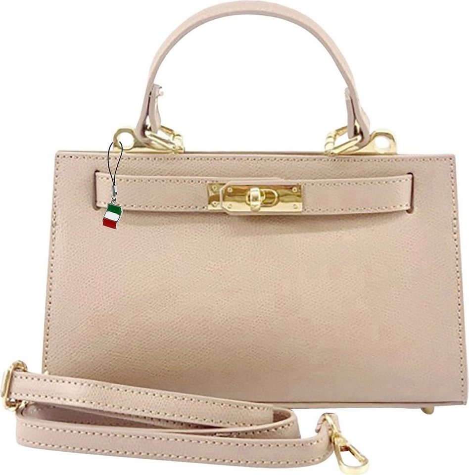 FLORENCE Umhängetasche Florence Umhängetasche Echtlederhandtasche (Umhängetasche), Damen Leder Umhängetasche, beige ca. 23cm von FLORENCE