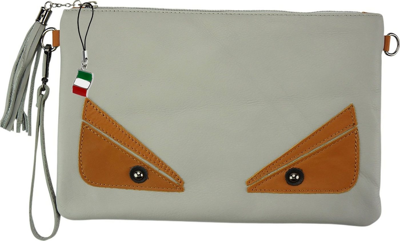 FLORENCE Umhängetasche Florence Umhängetasche Jugend/Damen grau (Umhängetasche), Jugend, Damen Leder Umhängetasche, Handgelenktasche, grau, braun 30cm von FLORENCE