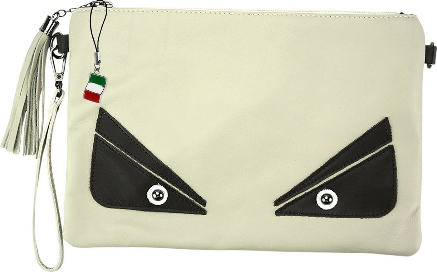 FLORENCE Umhängetasche Florence Umhängetasche Jugend/Damen weiß (Umhängetasche), Jugend, Damen Leder Umhängetasche, Handgelenktasche beige schwarz 30cm von FLORENCE