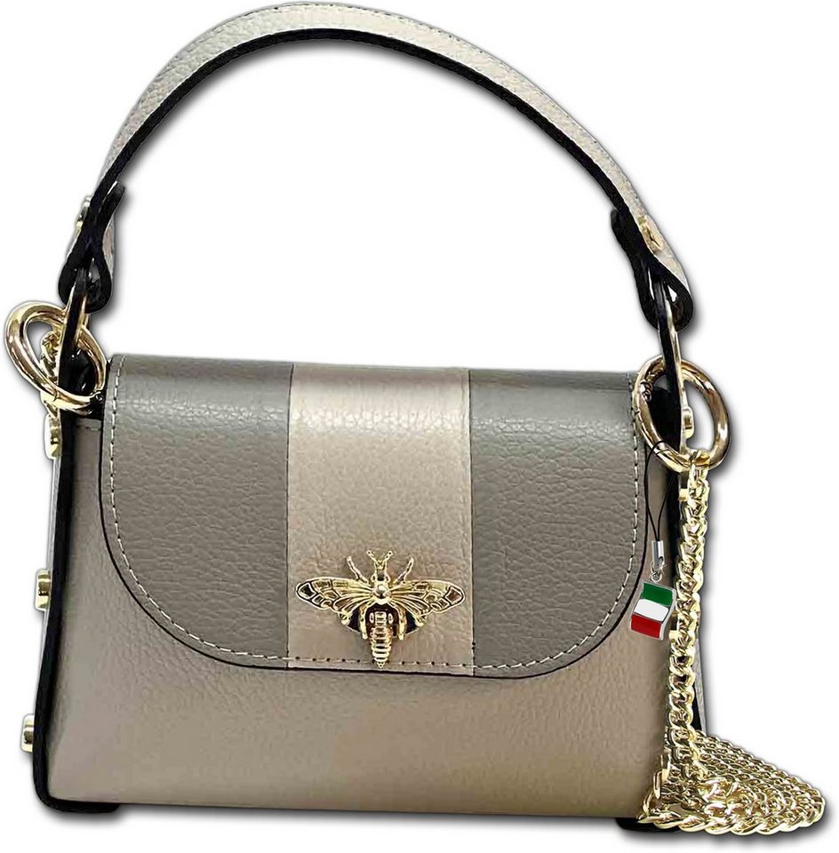 FLORENCE Umhängetasche grau hellgrau Florence Tasche Leder (Umhängetasche, Umhängetasche), Damen Tasche Echtes Leder grau, hellgrau, Made-In Italy von FLORENCE