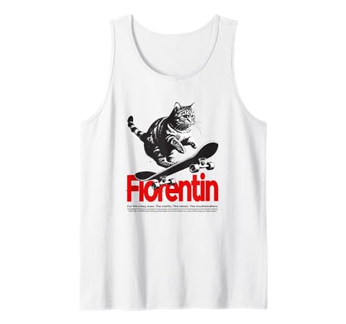 Herren FLORENTIN - Schöner Jungen Name mit Katze & Skateboard Tank Top von FLORENTIN Sohn Enkel Geburtstag Geschenkideen