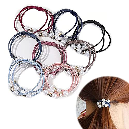 Perlen-Haargummis Elastische Haargummi Haargummis, Perle Haargummi,Mädchen Haargummis und Haarspange 20 Stück Perlen-Haargummis Elastische Haargummi Geschichtet Haarbänder Pferdeschwanz Halter Bunt von FLOTRUTE