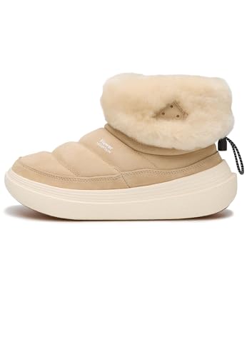 FLOWER MOUNTAIN Stiefeletten aus Leder und Wolle, Beige- 39 von FLOWER MOUNTAIN