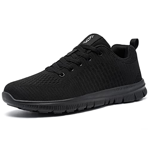 FLOWING PLUME Turnschuhe Herren Sportschuhe Atmungsaktiv Leichte Laufschuhe Walkingschuhe Komfort Fitness Gym Sports Sneaker Freizeit Schuhe(Schwarz,40EU) von FLOWING PLUME