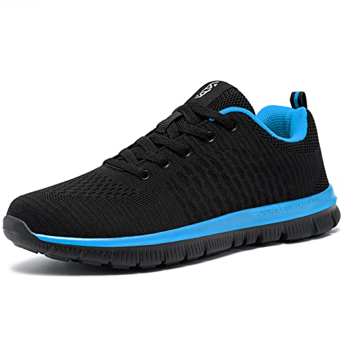 FLOWING PLUME Turnschuhe Herren Sportschuhe Atmungsaktiv Leichte Laufschuhe Walkingschuhe Komfort Fitness Gym Sports Sneaker Freizeit Schuhe(Schwarz Blau,40EU) von FLOWING PLUME