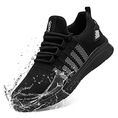 FLOWING PLUME Wasserdicht Laufschuhe Herren Sportschuhe Leicht Turnschuhe Running Schuhe Walkingschuhe Atmungsaktiv Joggingschuhe Fitness Sneaker (Schwarz Weiß,40EU) von FLOWING PLUME