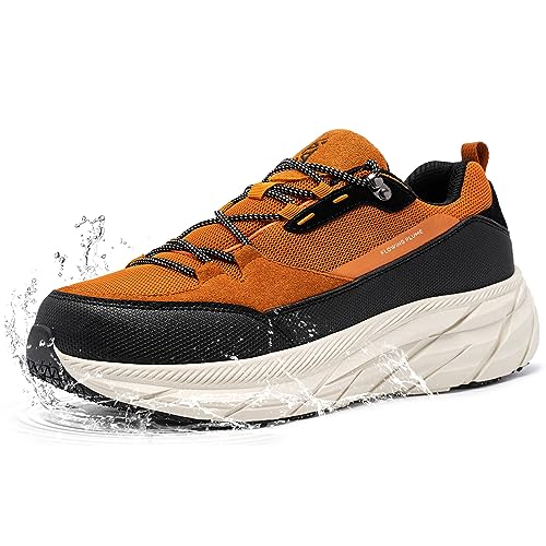 FLOWING PLUME Wasserdicht Sportschuhe Herren Leichtgewichts Laufschuhe Turnschuhe Dämpfung Walkingschuhe Freizeit Fashion Outdoor Schuhe Fitness Sneaker(Betelnuss Braun,40EU) von FLOWING PLUME