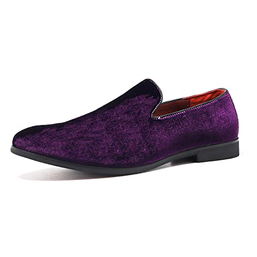 FLQL Herren Luxus Penny Loafer Slipper Samtschuhe Party Tanzschuhe Wildleder Hochzeit Schuhe Plus Size 7-13, A-purple, 42 EU von FLQL