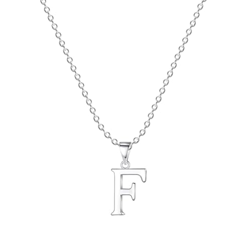FLUFLO Damen Initialienkette mit Buchstabe F, 925 Sterlingsilber Anhängerhalskette, kompatibel mit Pandora Halsketten-Charms und Perlen, ideal für Frauen und Mädchen von FLUFLO