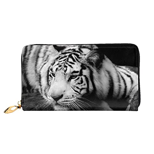 Animal Tiger Damen-Geldbörse, Leder, große Kapazität, Kreditkartenhalter, Handy-Handgelenkschlaufe, Geldbörse (7,48 x 4,13), Schwarz, Einheitsgröße, Schwarz , Einheitsgröße von FLUQX