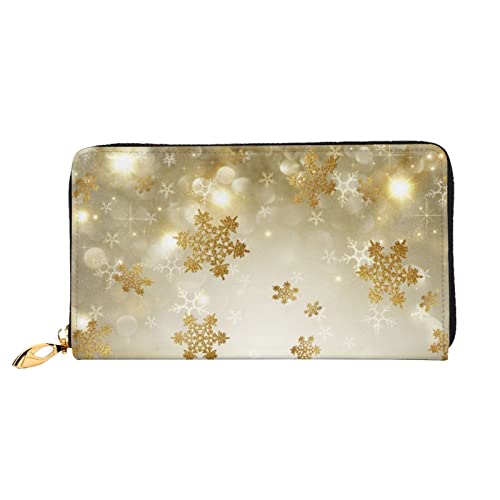 Gold Silk Christmas Damen Leder Geldbörse, große Kapazität, Kreditkartenhalter, Handy-Handgelenkschlaufe, Geldbörse (7,48 x 4,13), Schwarz, Einheitsgröße, Schwarz , Einheitsgröße von FLUQX