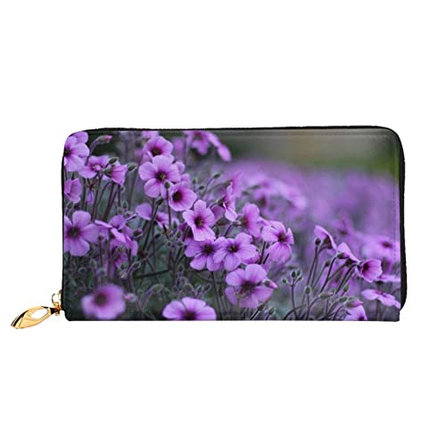 Lavender Bouquet Damen Leder Geldbörse, große Kapazität, Kreditkartenhalter, Handy-Handgelenkschlaufe, Geldbörse (7,48 x 4,13), Schwarz, Einheitsgröße, Schwarz , Einheitsgröße von FLUQX