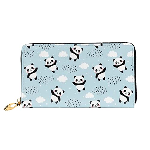 Panda Cloud Damen-Geldbörse, Leder, große Kapazität, Kreditkartenhalter, Handy-Handgelenkschlaufe, Geldbörse (7,48 x 4,13), Schwarz, Einheitsgröße, Schwarz , Einheitsgröße von FLUQX