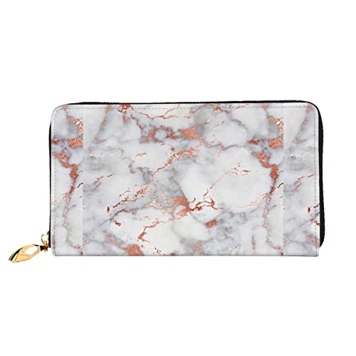 Rose Gold Marble Damen Leder Geldbörse, Große Kapazität Kreditkartenhalter Handy Handgelenkschlaufe Geldbörse (7,48 x 4,13), Schwarz, Einheitsgröße, Schwarz , Einheitsgröße von FLUQX