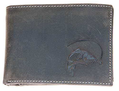 FLW-HL Starke Grau aus Echtem Leder Brieftasche mit EIN Karpfen FLW-HL Starke Grau aus Echtem Leder Brieftasche mit EIN Karpfen von FLW-HL