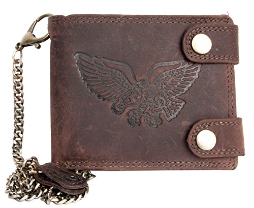 Biker Naturleder Horizontales Geldbörse Mit Einem Adler Und Mit Einer Metallkette Biker Naturleder Horizontales Geldbörse Mit Einem Adler Und Mit Einer Metallkette von FLW-Wild