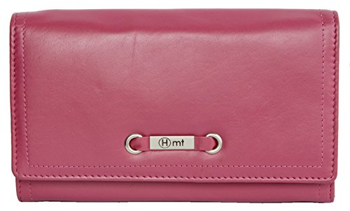 HMT Damen-Geldbörse Rosa aus echtem, angenehm weichem Rindleder von FLW