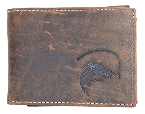 FLW Natürliche Starke Geldbörse des echtem Leder mit einem Karpfen von FLW