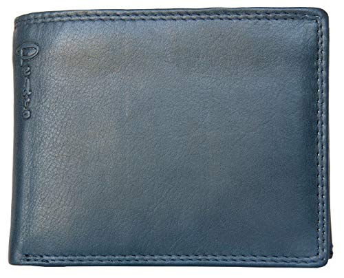 Herren horizontale weiche grau-Blaue echte Lederbrieftasche Pedro ohne Stofffutter von FLW