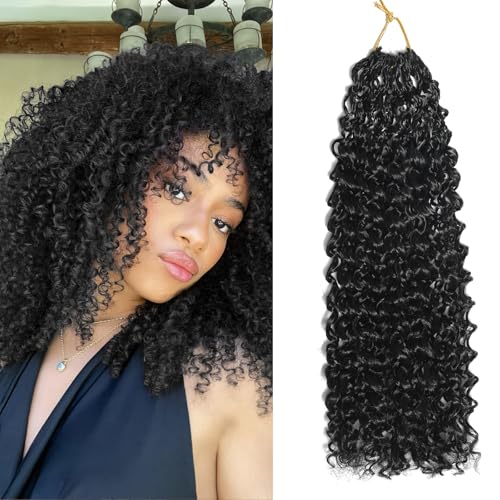 FLWAI Pre Looped Micro Kinky Curly Crochet Hair 8 Packs 12 Inch Yanky Twist Crochet Hair Kinky Twist Synthetic Wavy Curly Crochet Hair Extensions for Black Women (1B, 8packs 12inch) von FLWAI