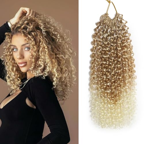 FLWAI Pre Looped Micro Kinky Curly Crochet Hair 8 Packs 12 Inch Yanky Twist Crochet Hair Kinky Twist Synthetic Wavy Curly Crochet Hair Extensions for Black Women (T27/613, 8packs 12inch) von FLWAI