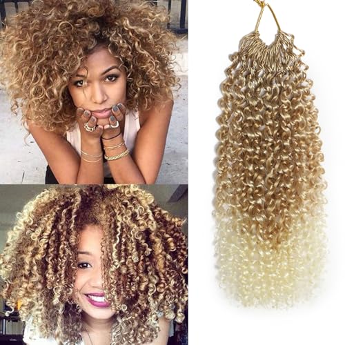 FLWAI Pre Looped Micro Kinky Curly Crochet Hair 8 Packs 8 Inch Yanky Twist Crochet Hair Kinky Twist Synthetic Wavy Curly Crochet Hair Extensions for Black Women (T27/613, 8packs 8inch) von FLWAI
