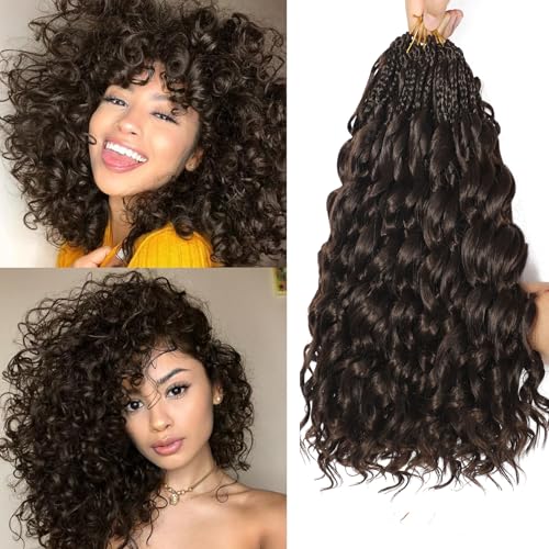 FLWAI Pre Looped Ocean Wave Crochet Hair 14 Inch 8 Packs Boho Style Hair Extensions Short Curly Crochet Hair Pre Twisted Synthetic Deep Wavy Curly Braiding Hair for Women (4#) von FLWAI